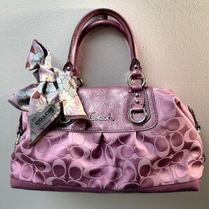 Coach Signature Ashley Sateen Lilac Handbag Satchel bag F15443